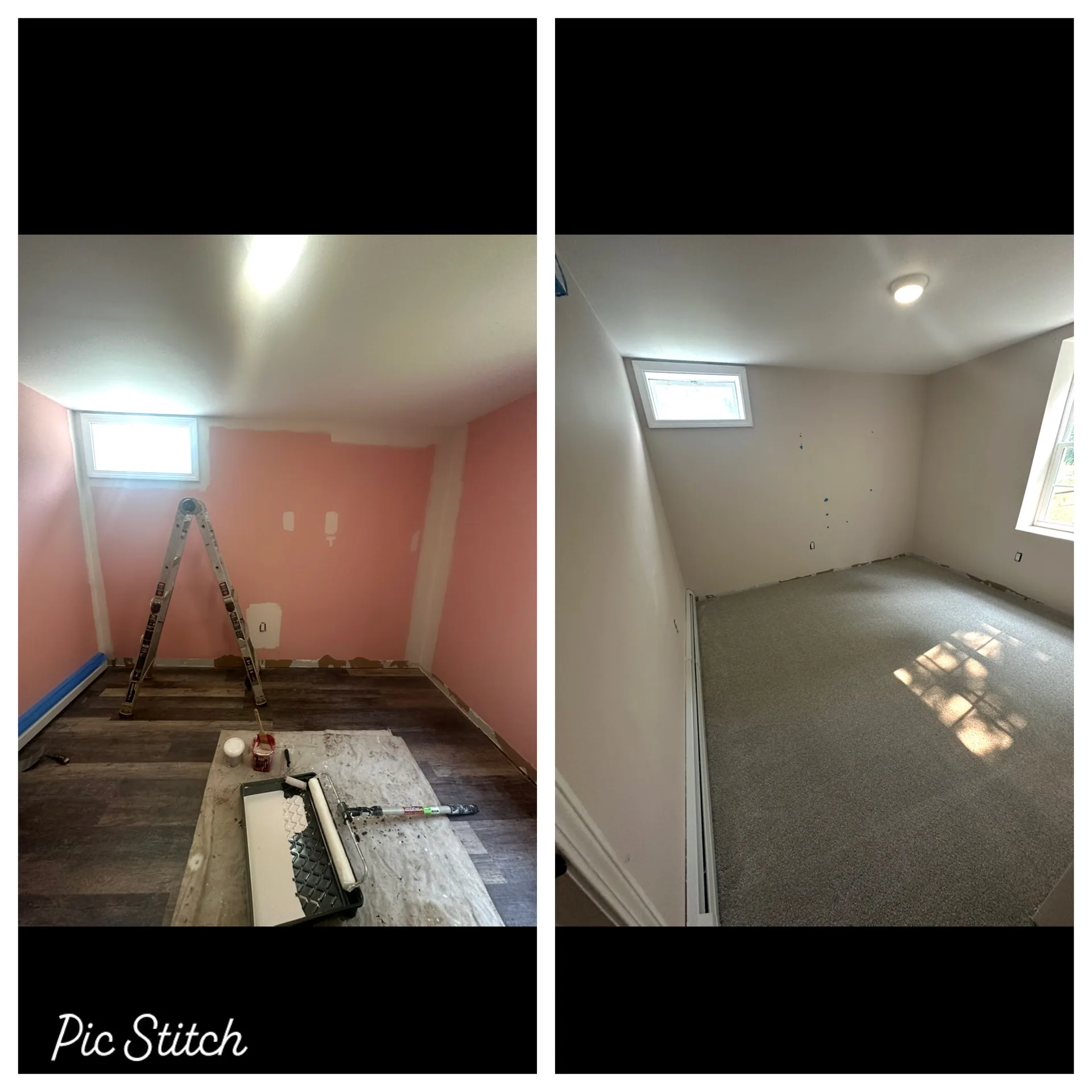 Basement before and after finishing