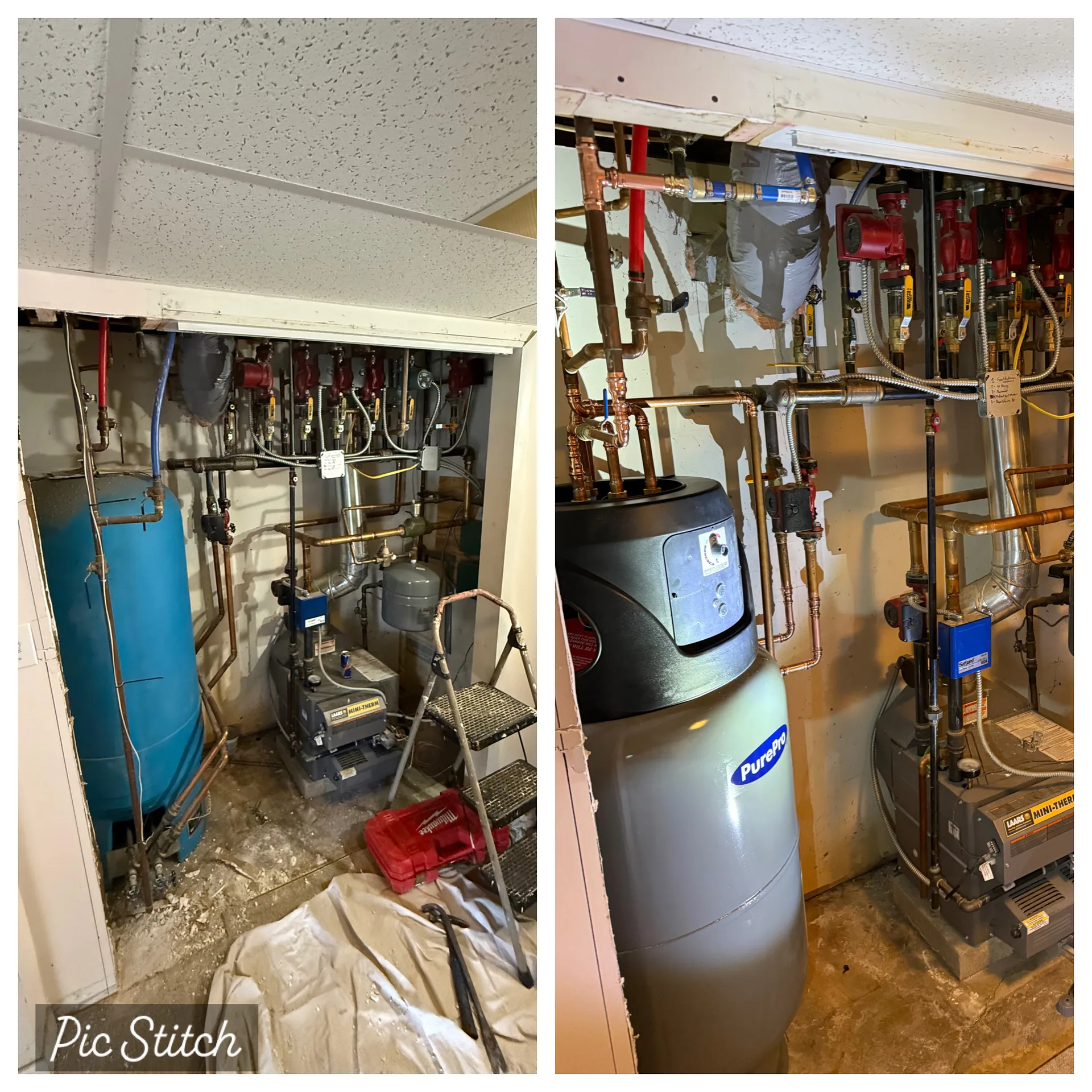 Heating system before and after replacement