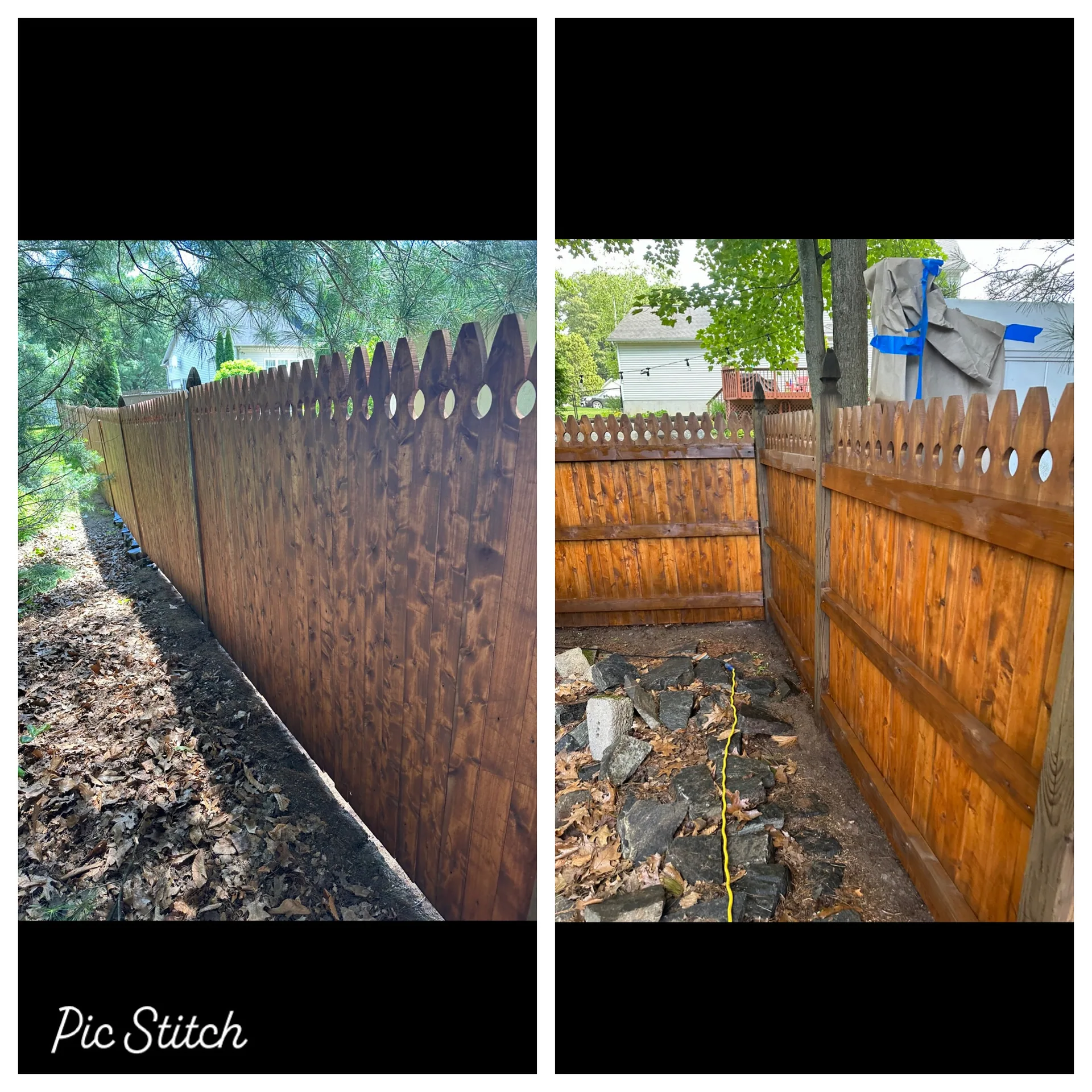 Fence line before and after installation