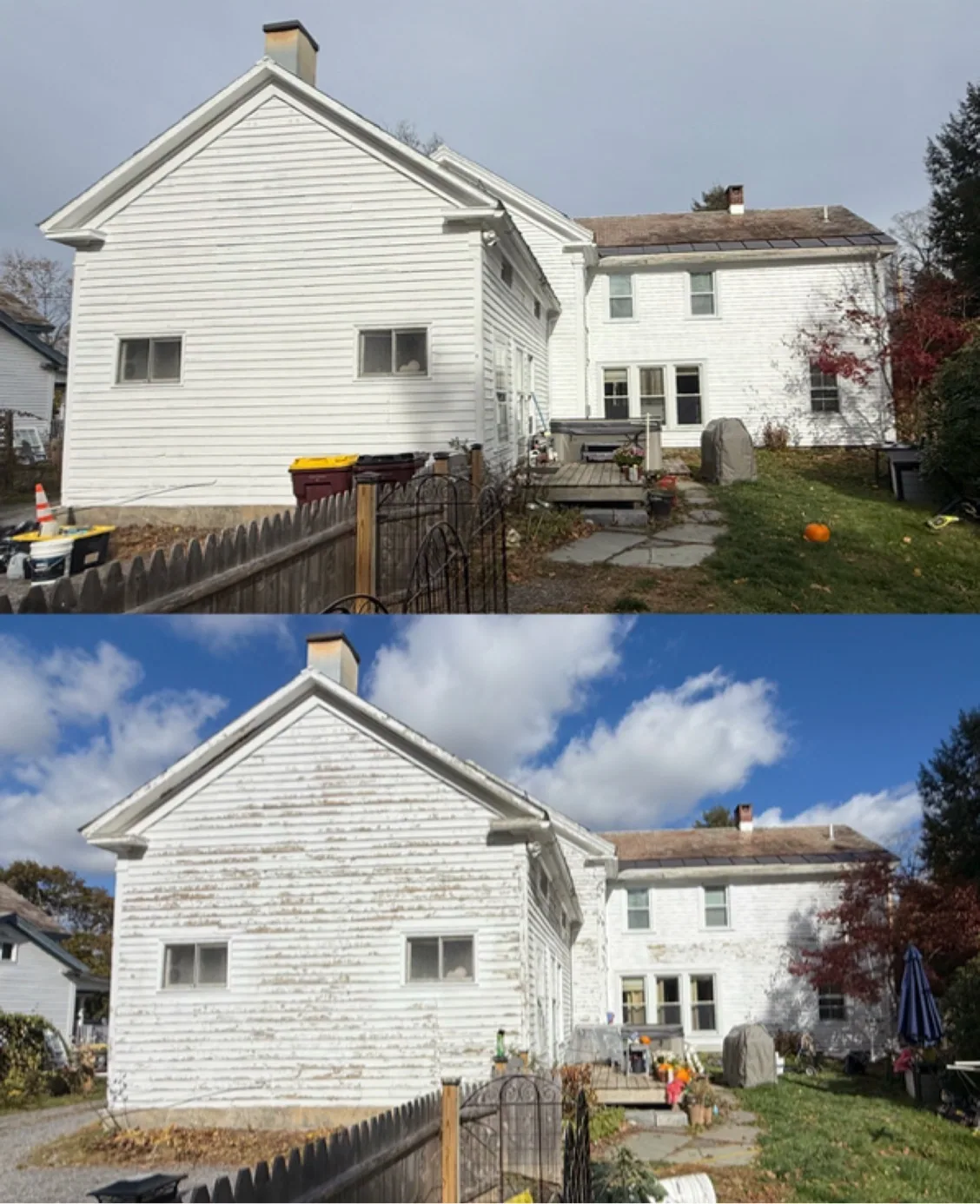 House before and after new siding and paint