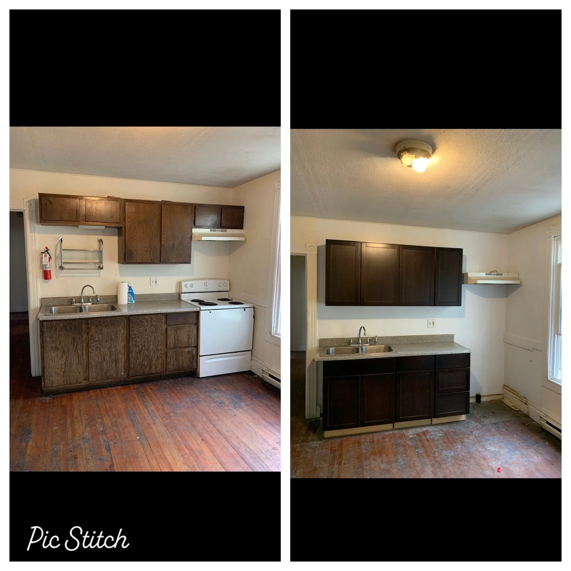 Kitchen before and after a full renovation