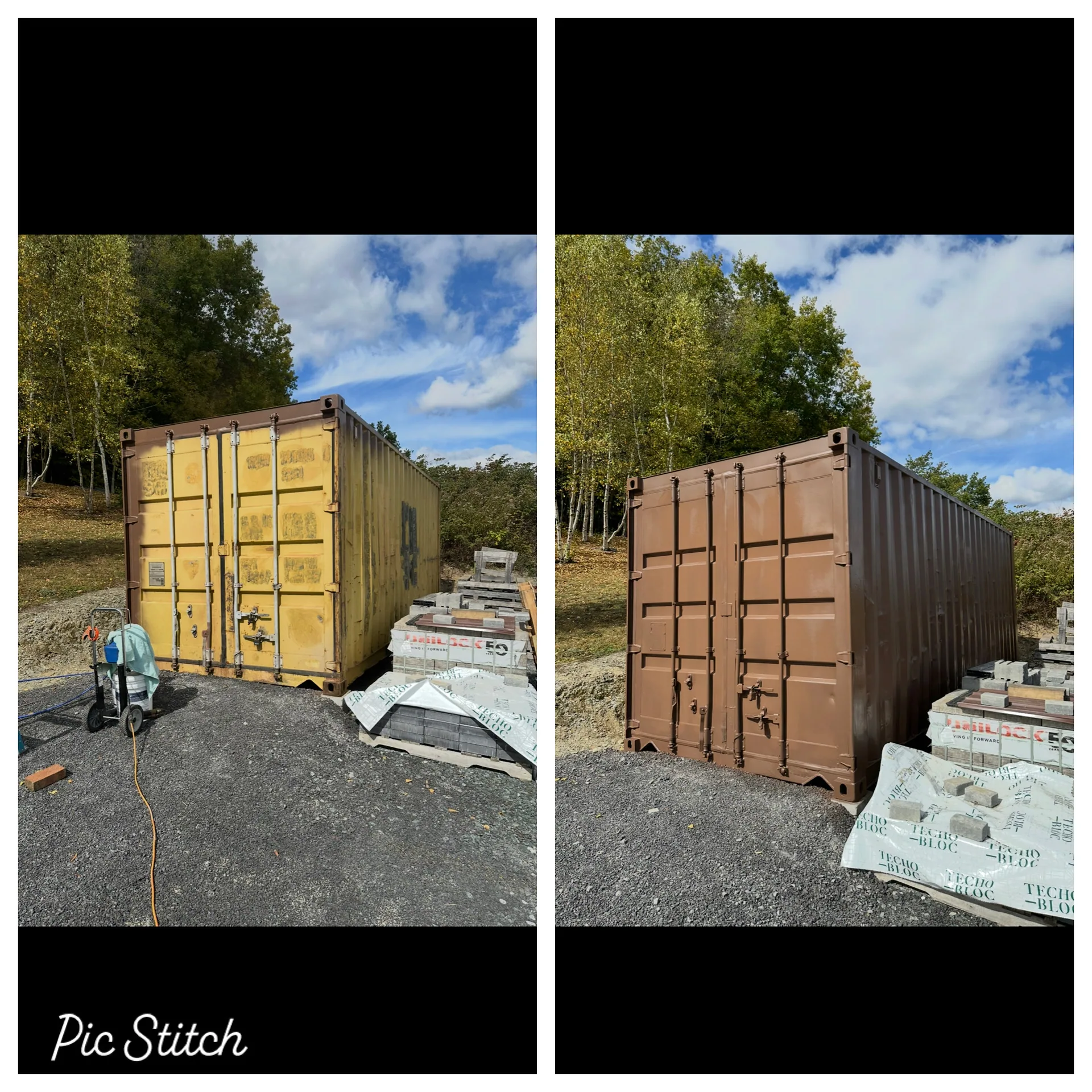 Outbuilding before and after