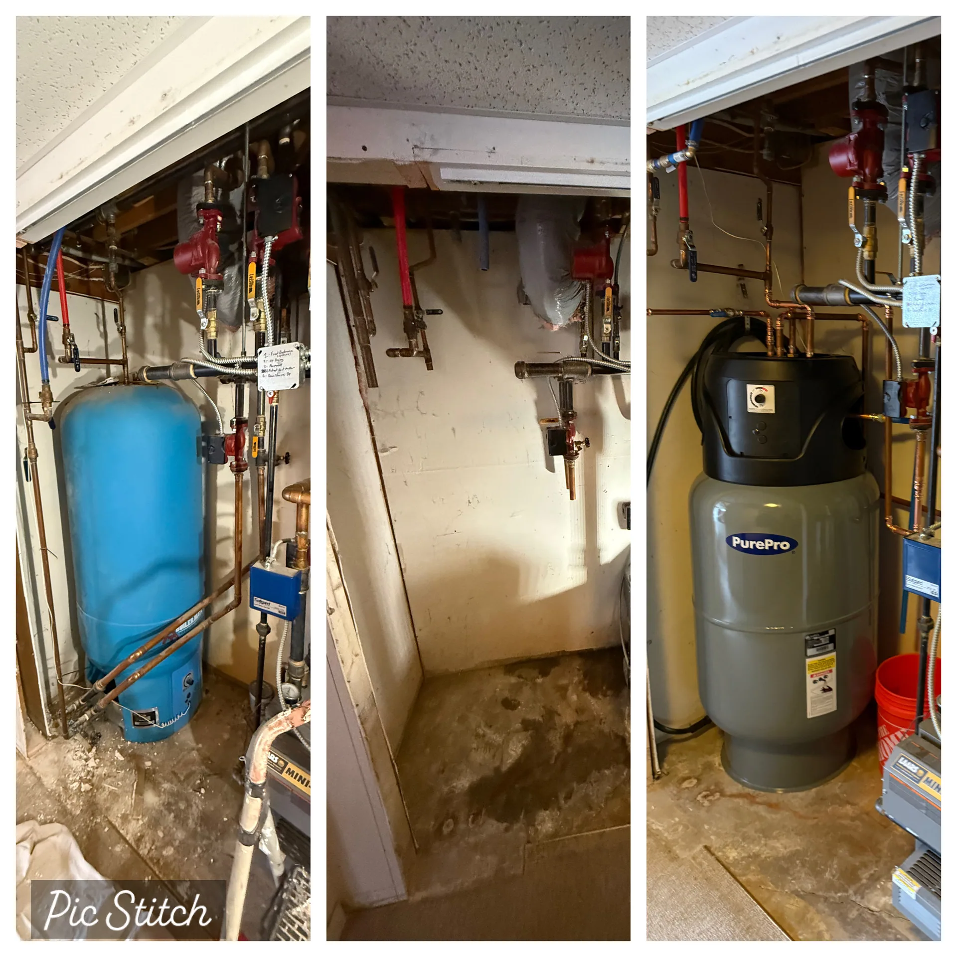 Water heater before and after replacement