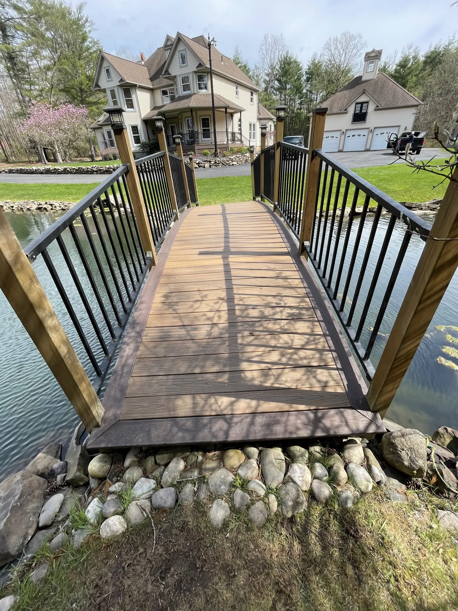 Lakeside dock and boardwalk in Upstate New York