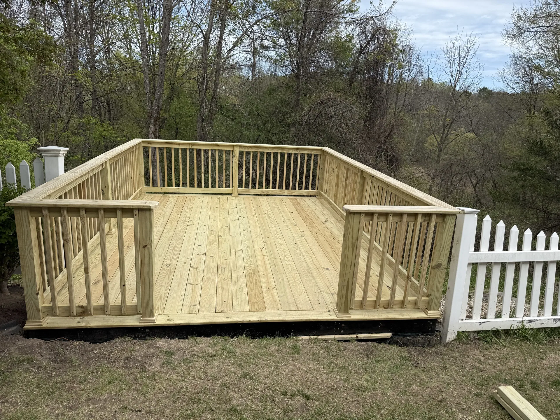 Newly built wood deck ready for use