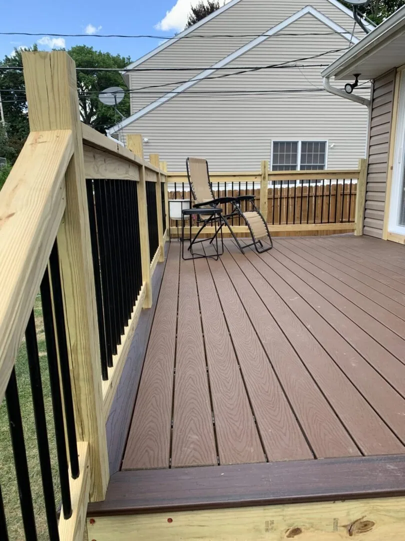 Completed wooden deck on an Upstate New York home