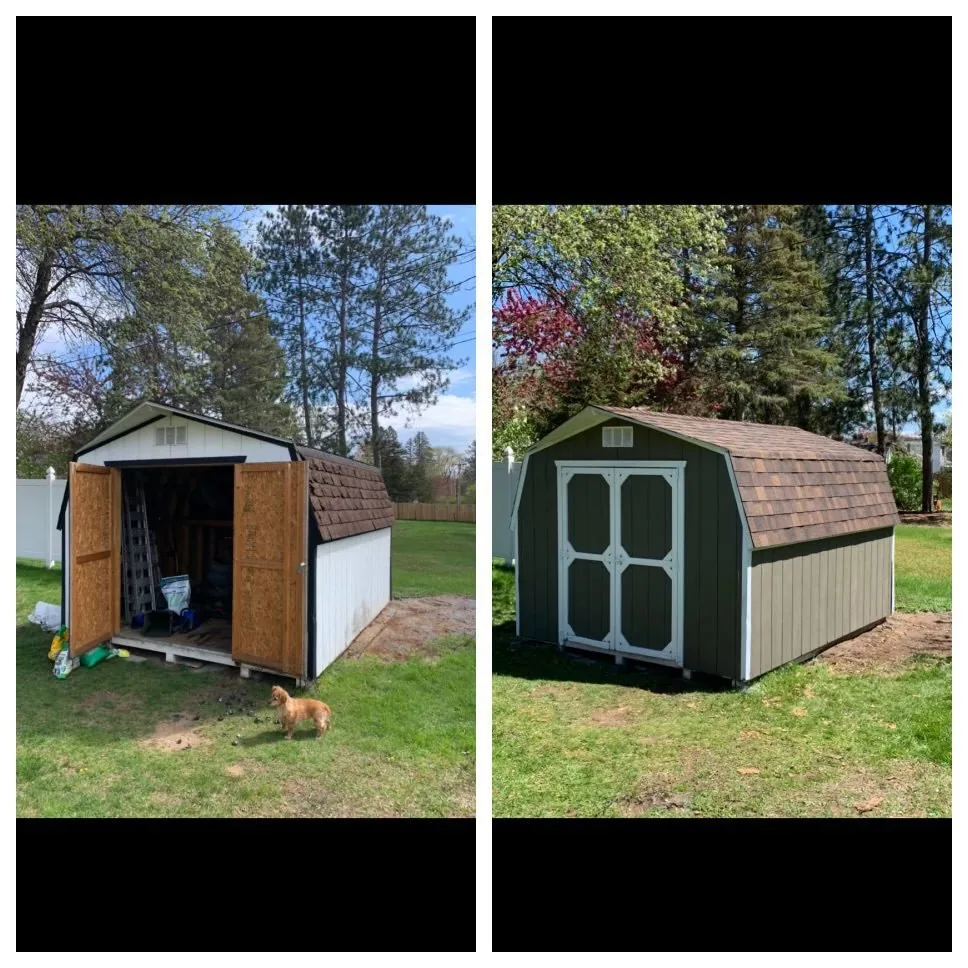 Completed outbuilding on a residential property