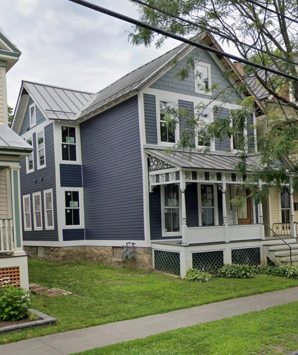 Standing seam metal roof on a restored Victorian home in Upstate New York