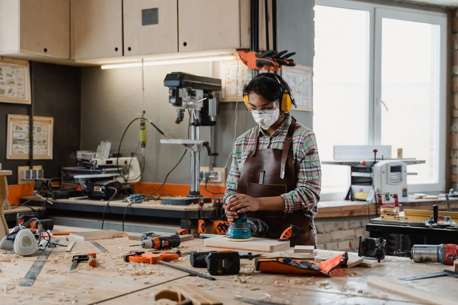 Woodworking shop with tools and timber stock