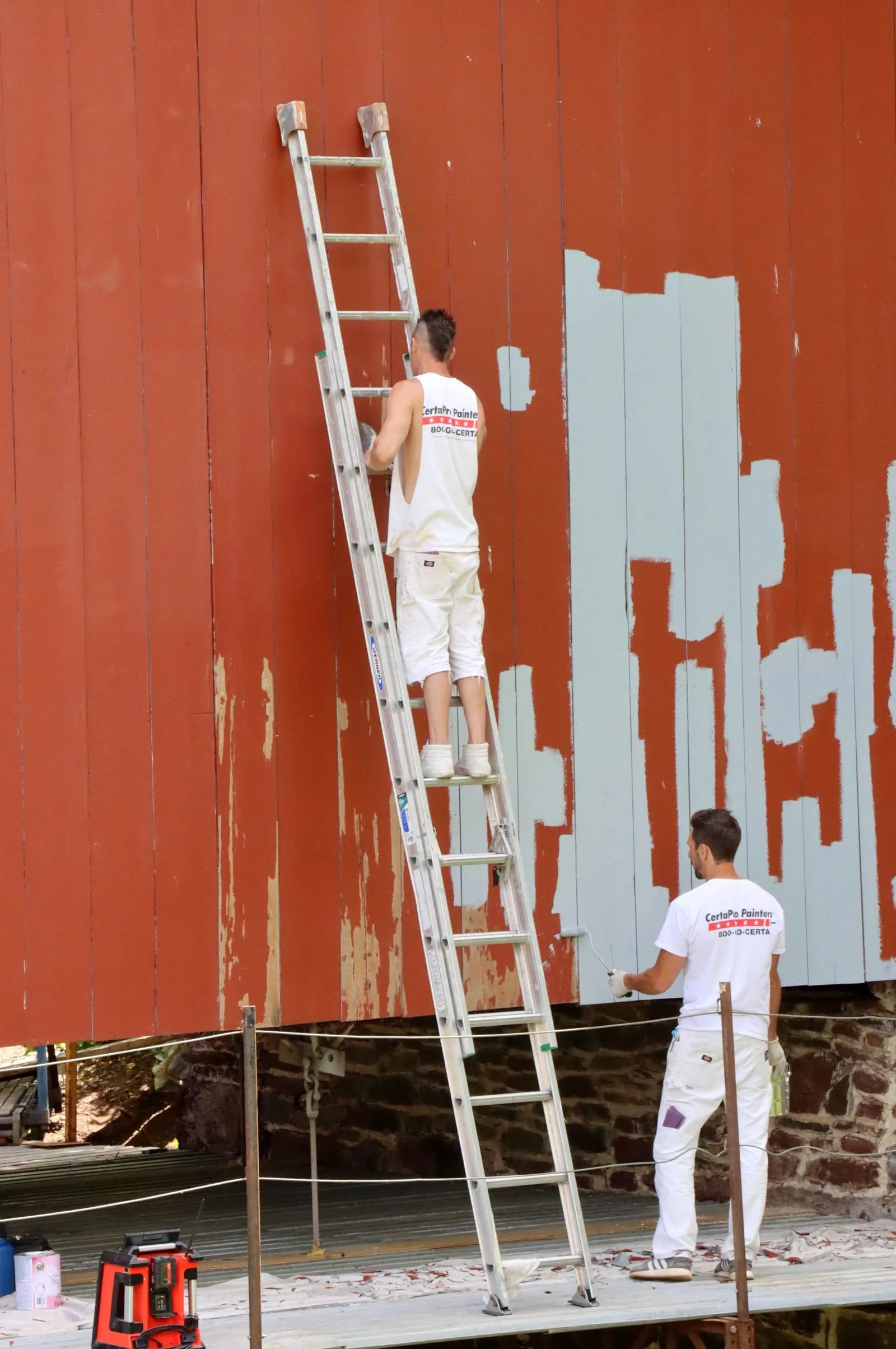 Surface preparation and scraping before exterior painting
