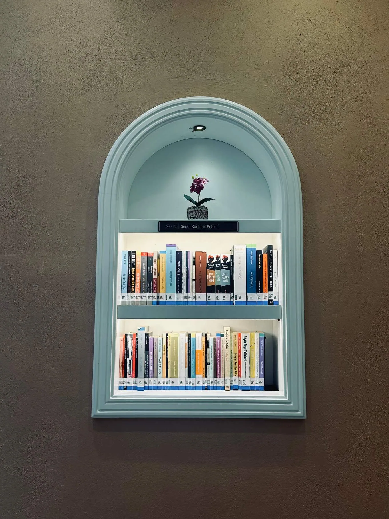 Custom built-in shelving unit fitted to an alcove