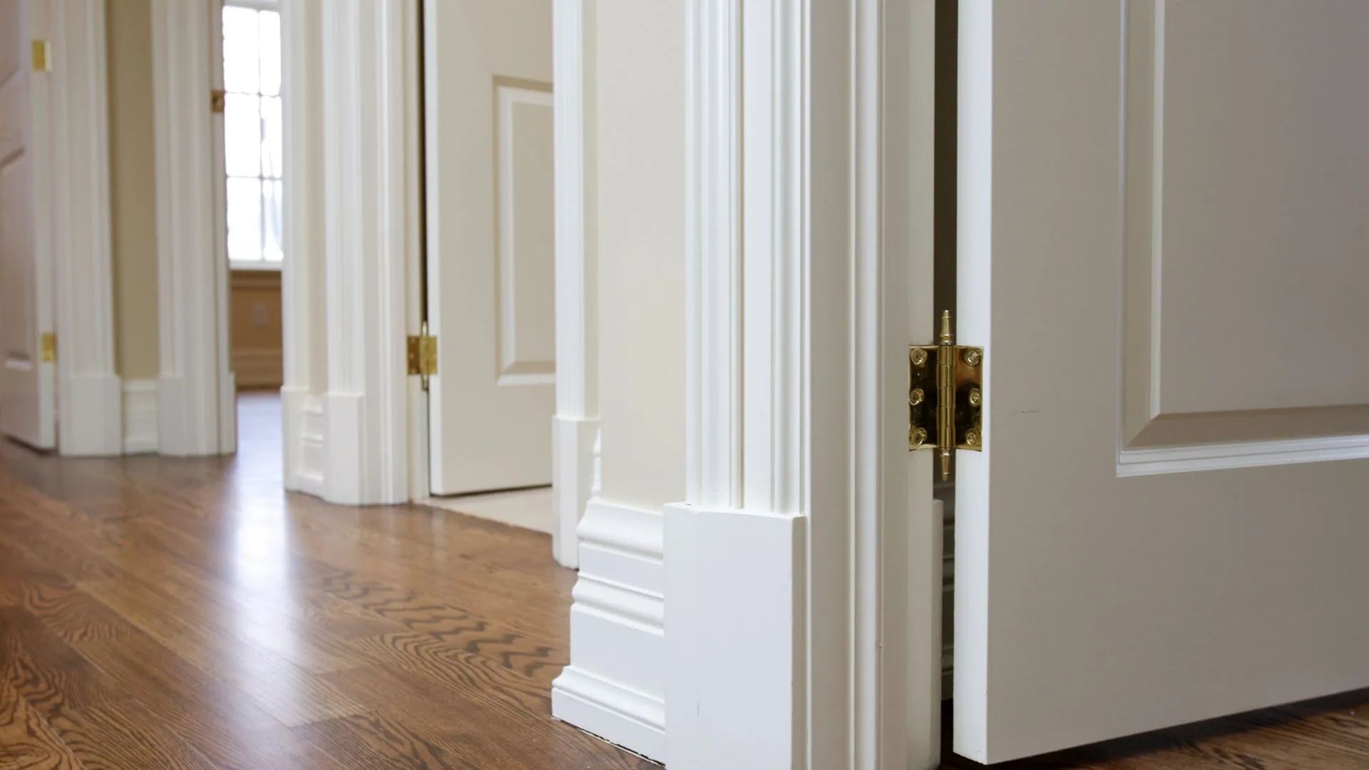 Casing and trim detail around an interior door