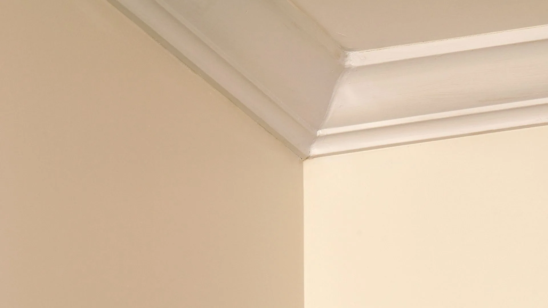 Crown molding profile and mitred corner where wall meets ceiling