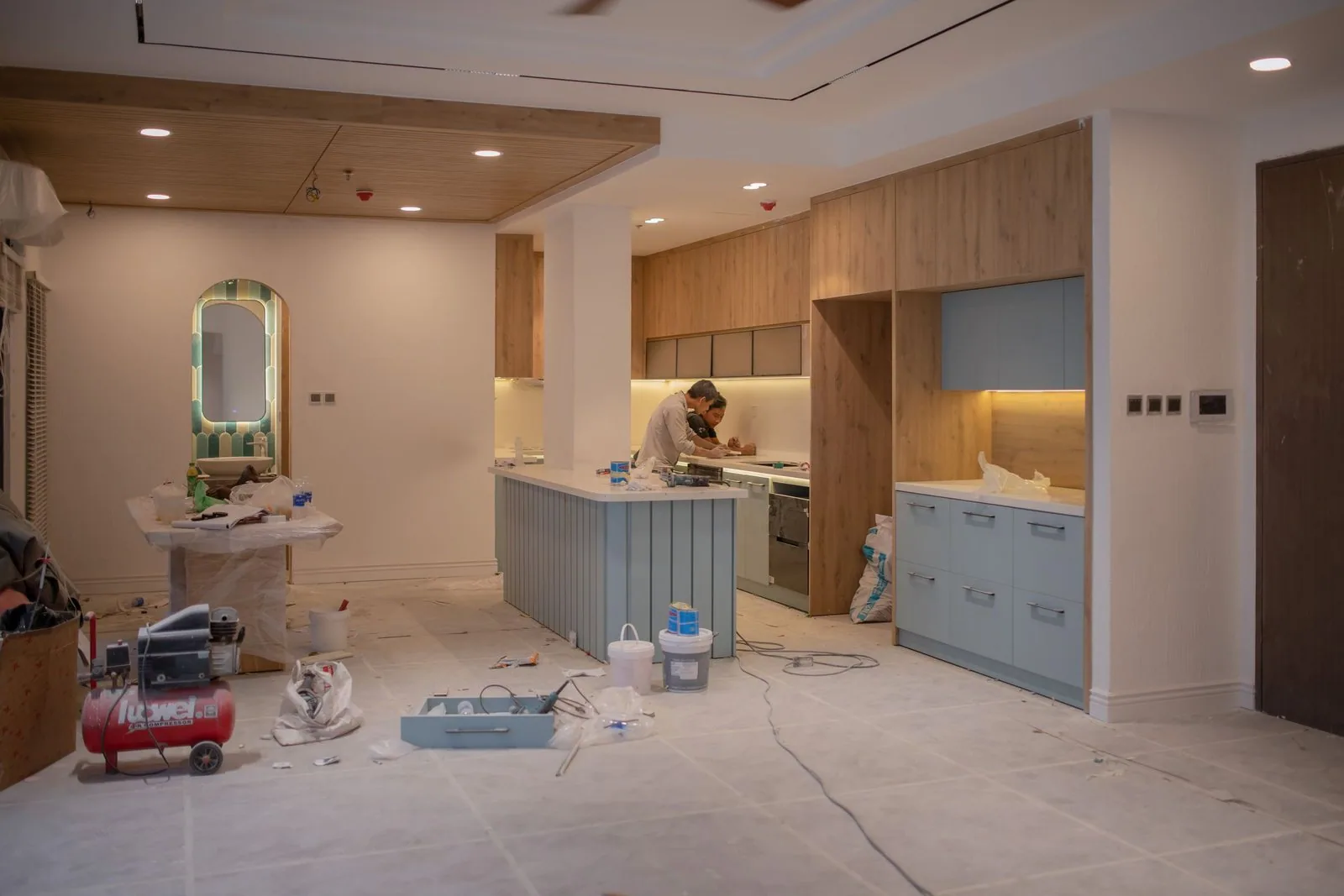 Refinished hardwood flooring in a remodeled Upstate New York home