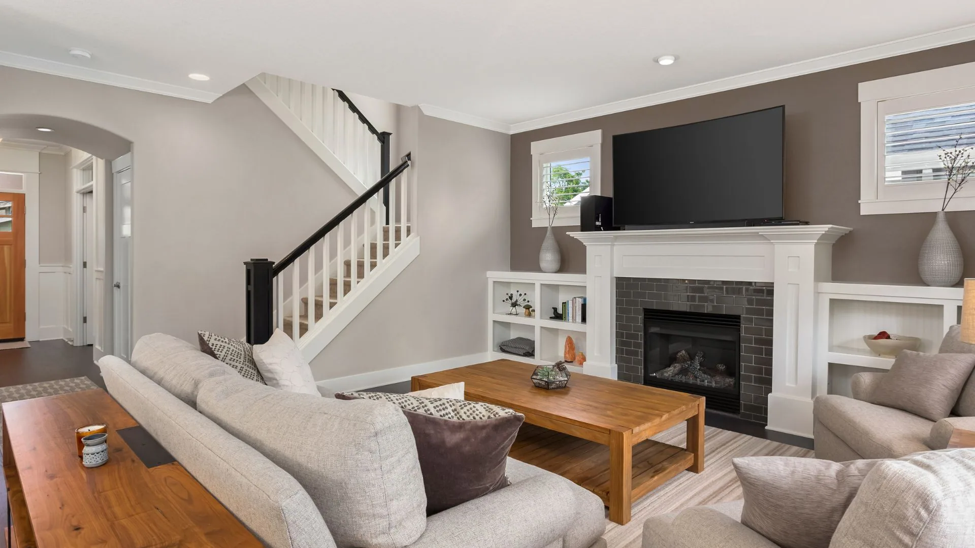 Finished living room after a full interior renovation