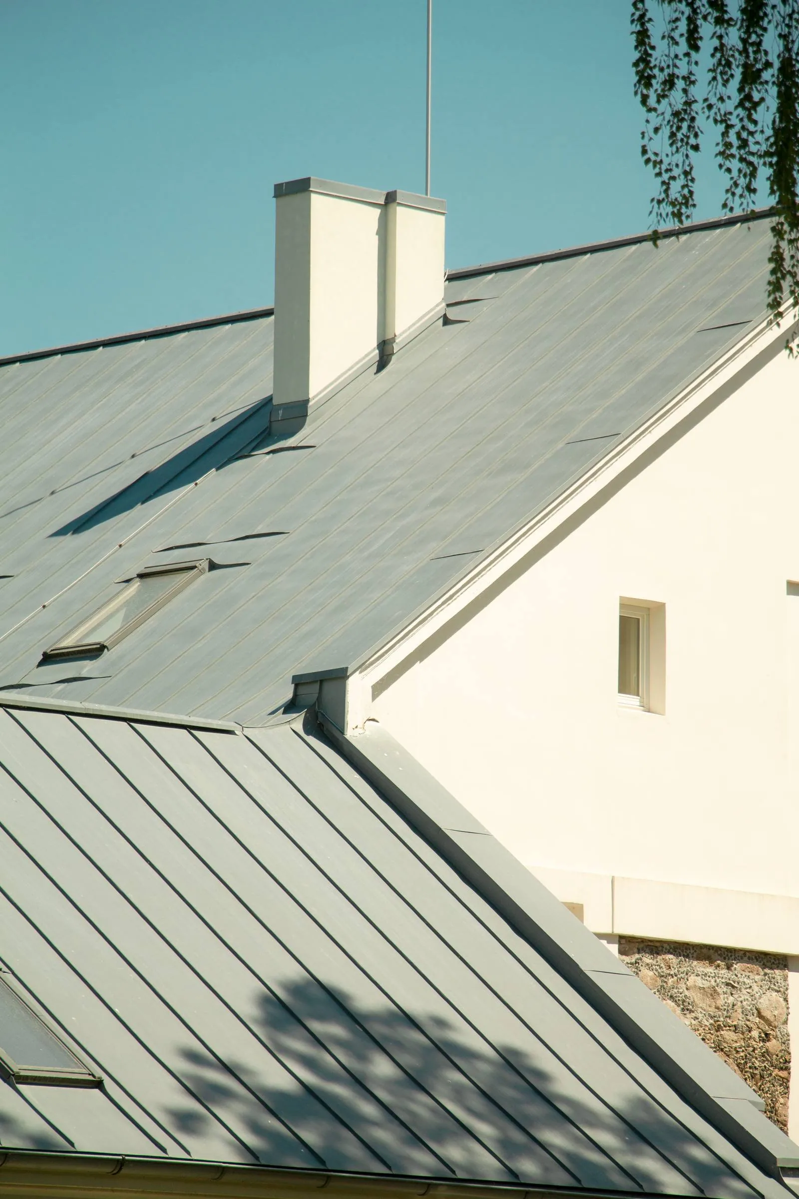 Detail of metal roofing panels and seams
