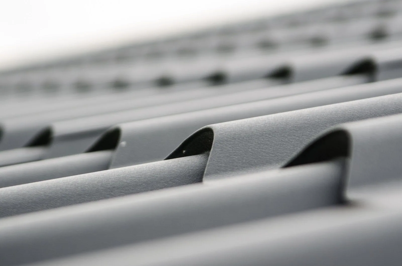 Close view of standing seam metal roof panels and seam detail